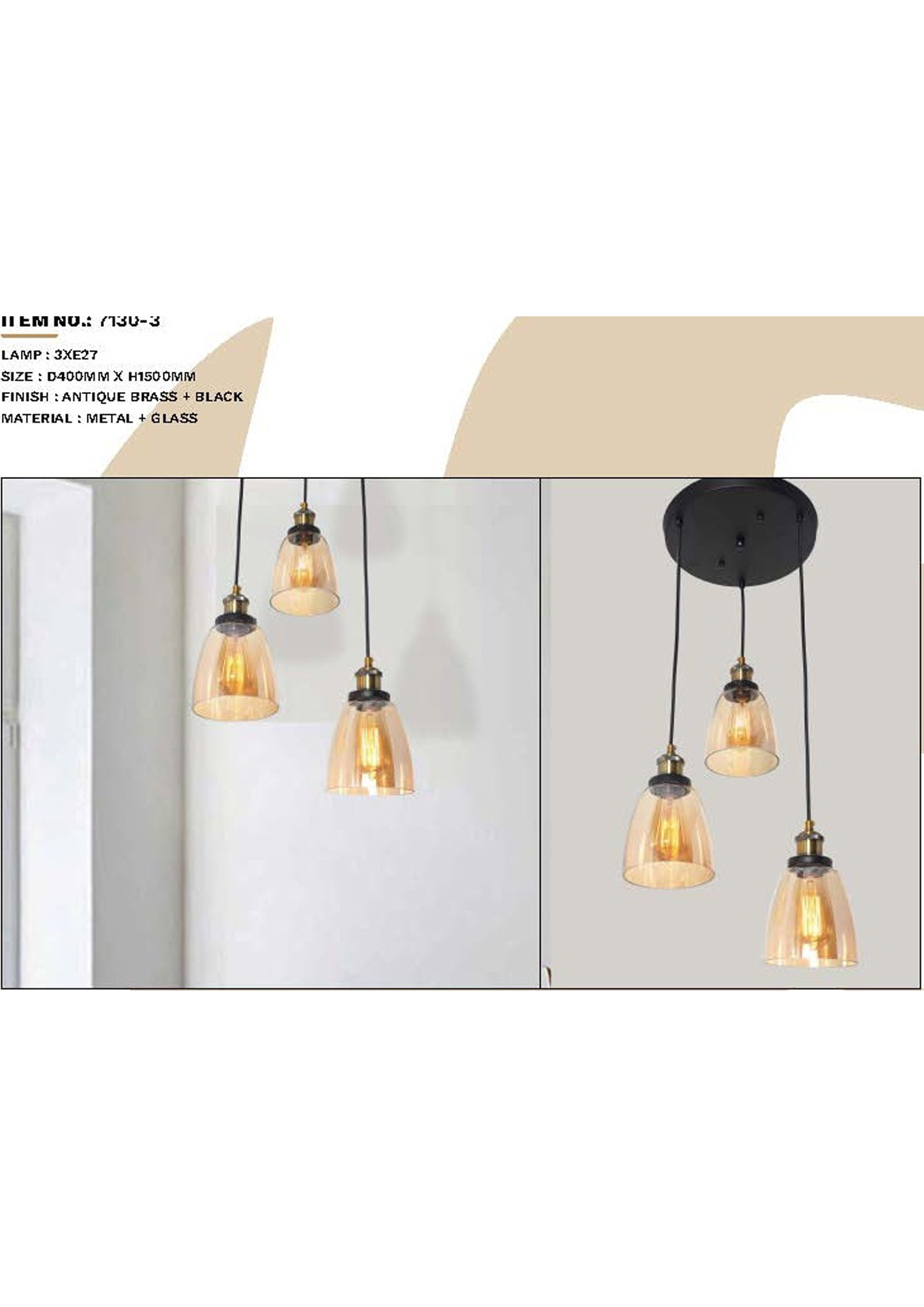 Beyond Lights - Brass Pendant Lamp- GL